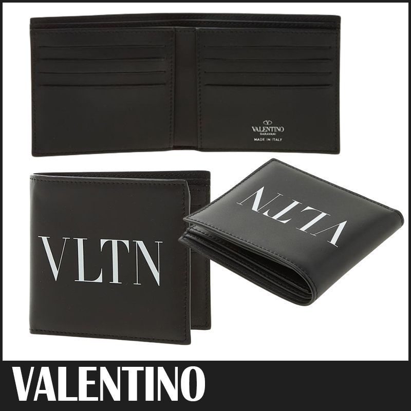送料関税込☆VALENTINO VLTN ロゴ 二つ折り財布 メンズ☆超人気