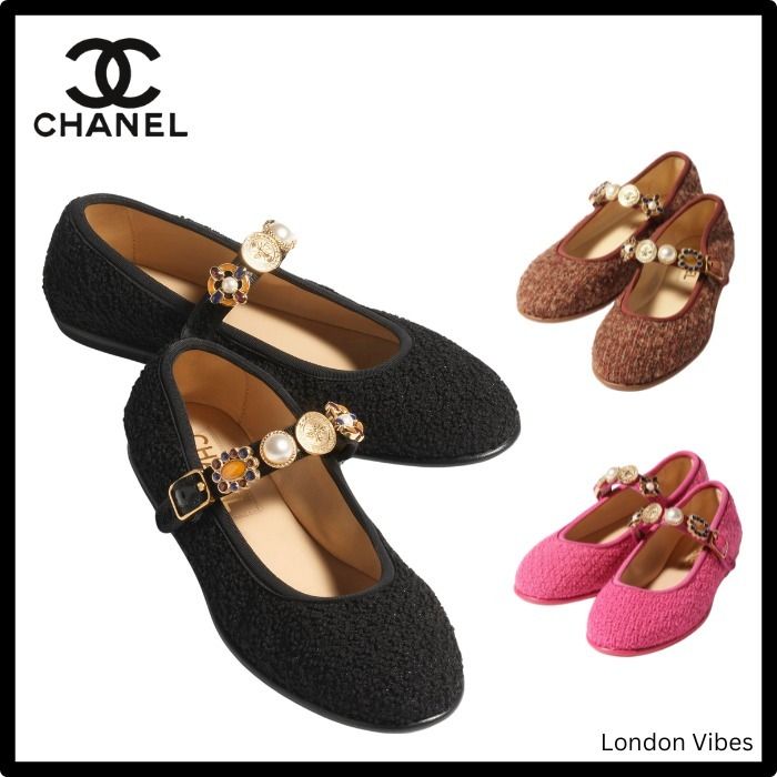 チャームが女性らしい ♪ CHANELメリージェーン バレエシューズ