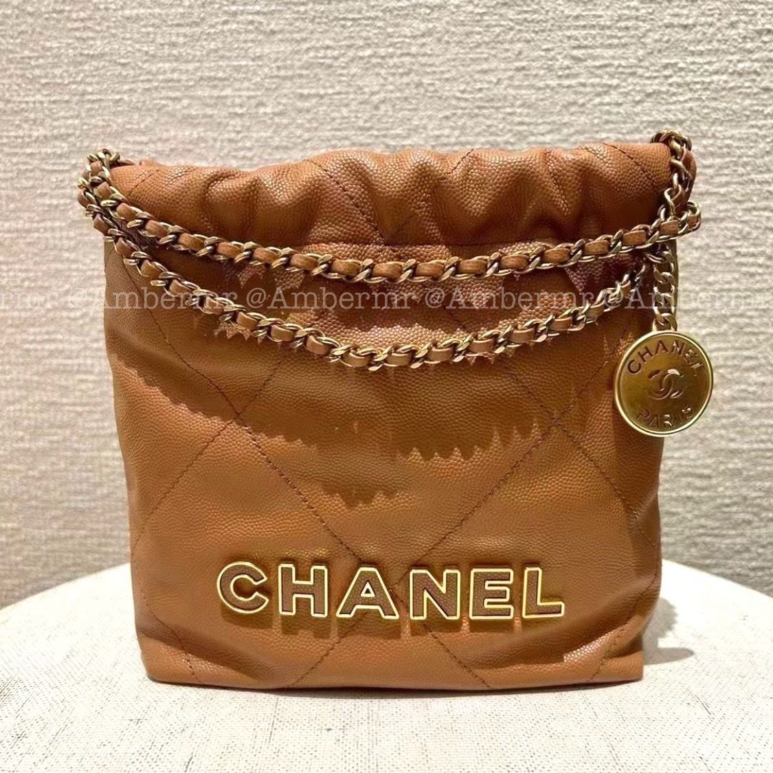 24K CHANEL シャネル22 ミニハンドバッグ_CCマーク キャビア (CHANEL