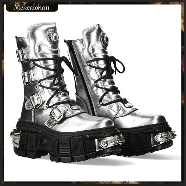 NEW ROCK☆ M-WALL028B-V3 厚底ブーツ シルバー【関税送料込