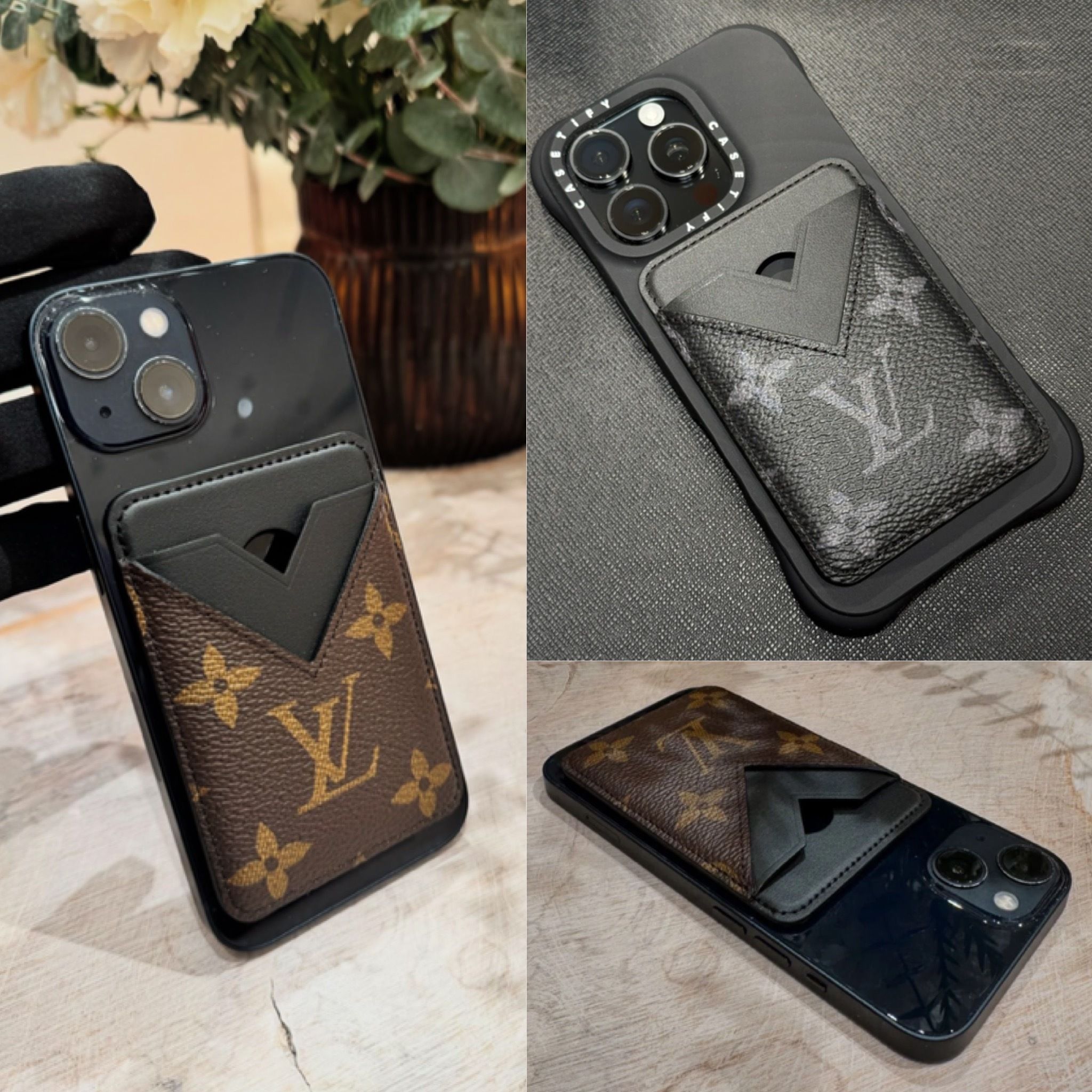 マグネットでピタッと装着♪】ルイヴィトン カードケース (Louis