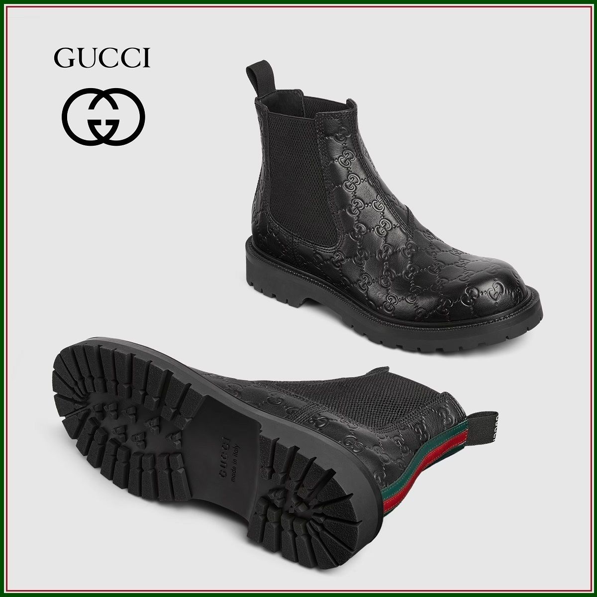 ☆新作☆ グッチ ウェブ ストライプ付き サイドゴア ブーツ (GUCCI
