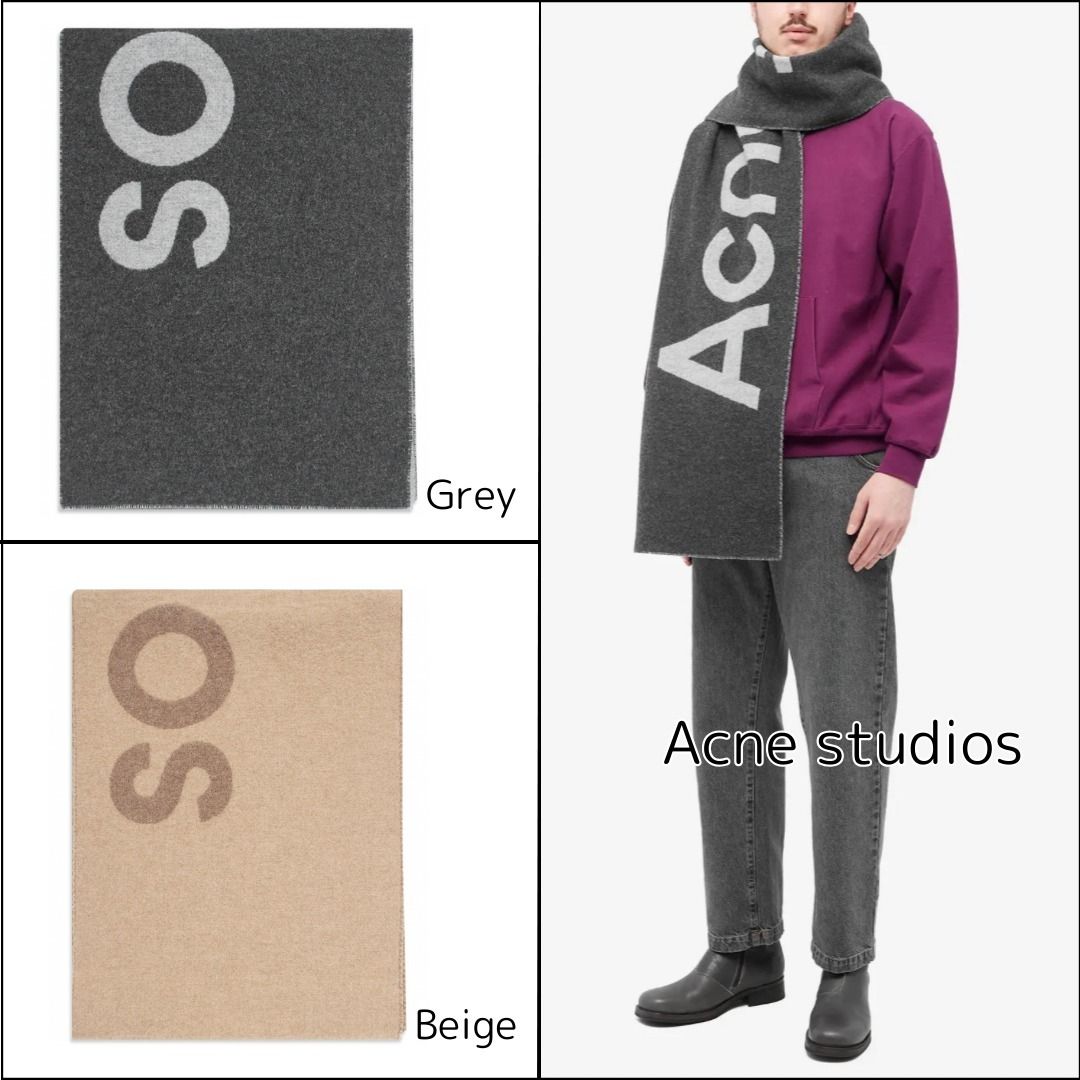 Acne studios】アクネ マフラー ロゴ コントラスト リサイクル (Acne