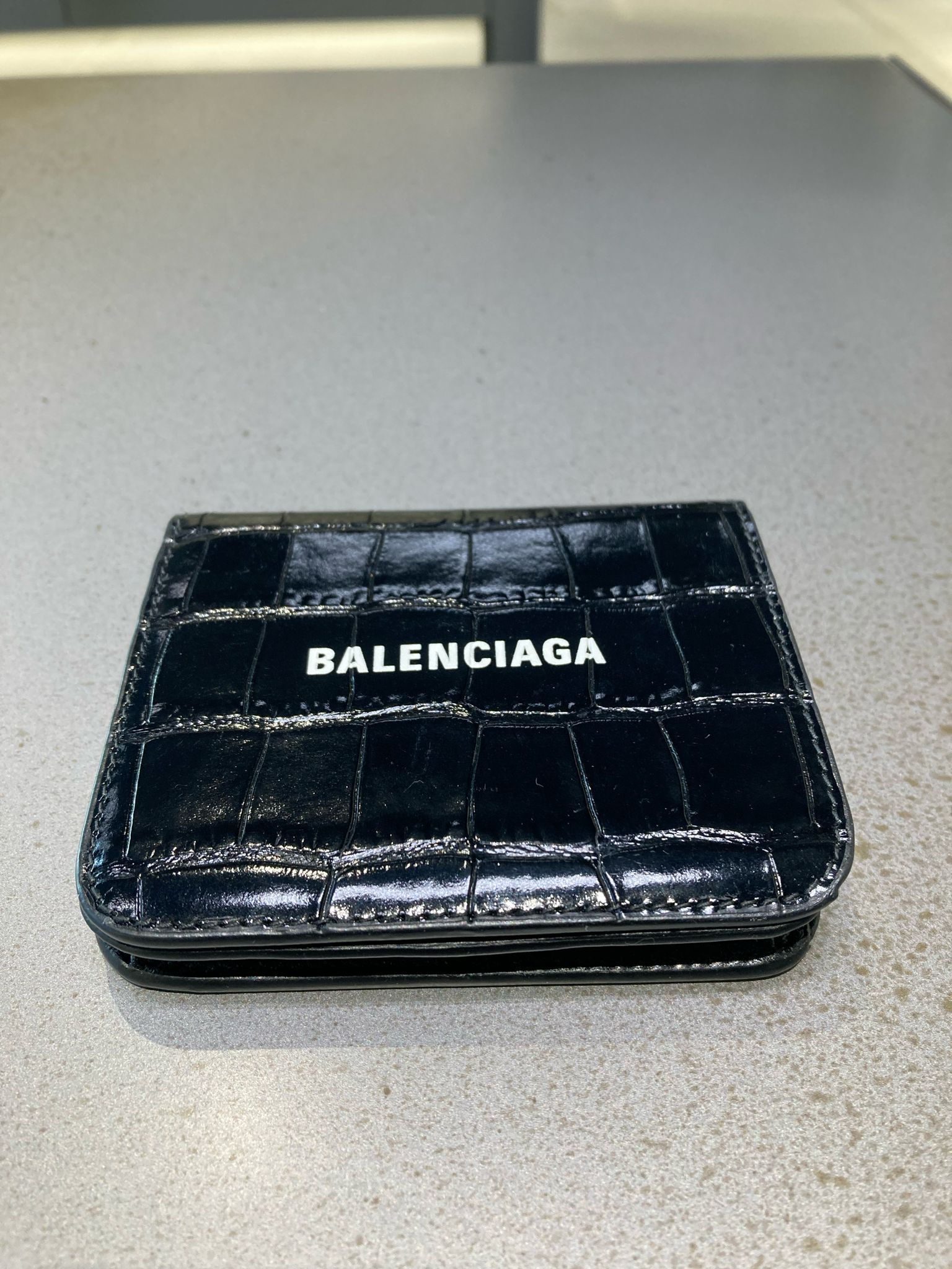 BALENCIAGA】CASH 財布 FLAP ウォレット ロゴ クロコダイル