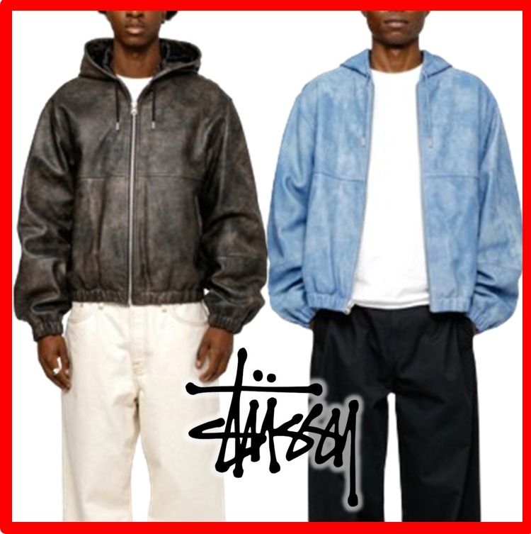☆韓国の人気☆【Stussy】☆WORK JACKET STONEWASH LEATHER☆ (STUSSY