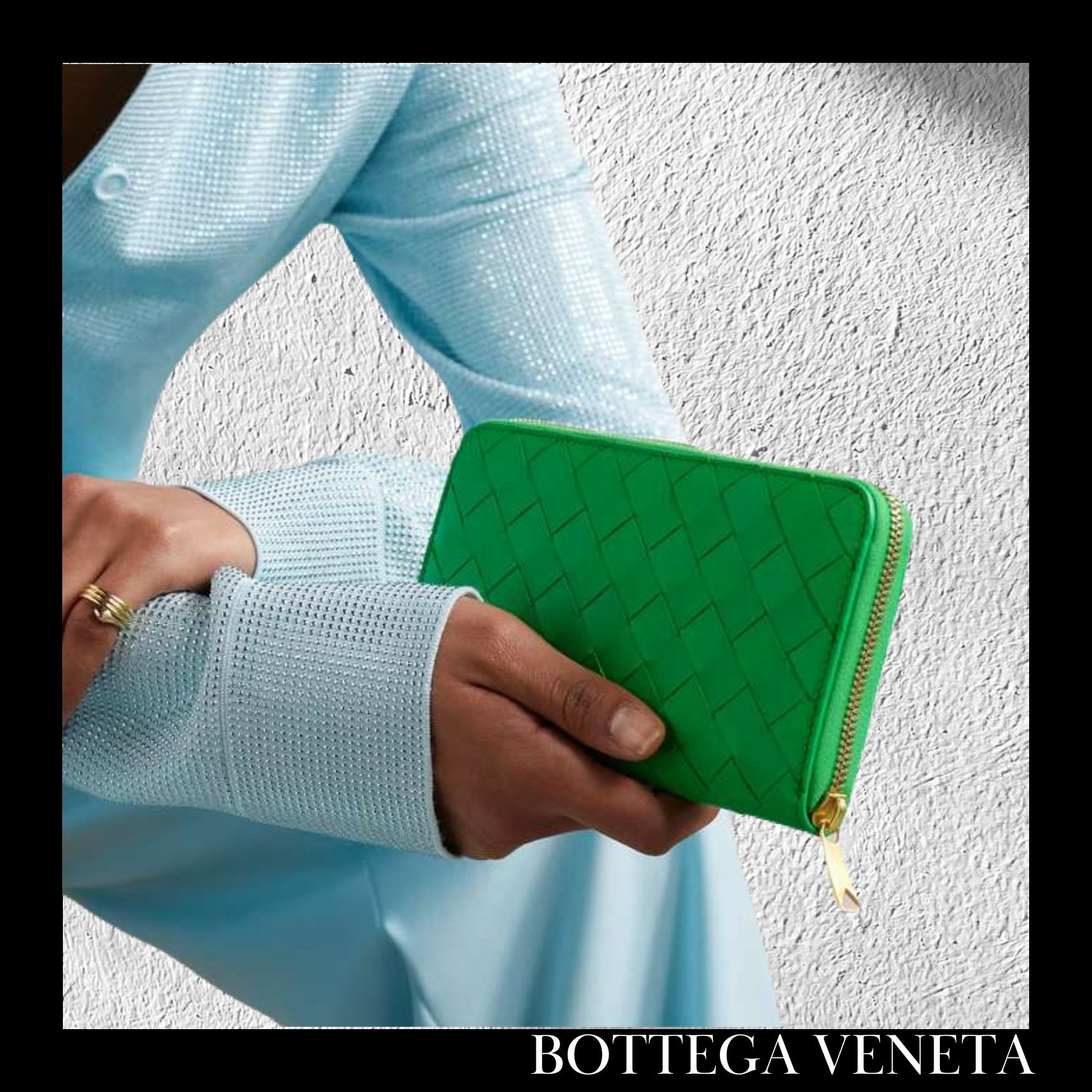 送料・関税込み＊ ボッテガ レザーウォレット長財布グリーン (BOTTEGA