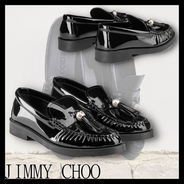 JIMMY CHOO AddieLoaferパールタッセルパテントレザーローファー