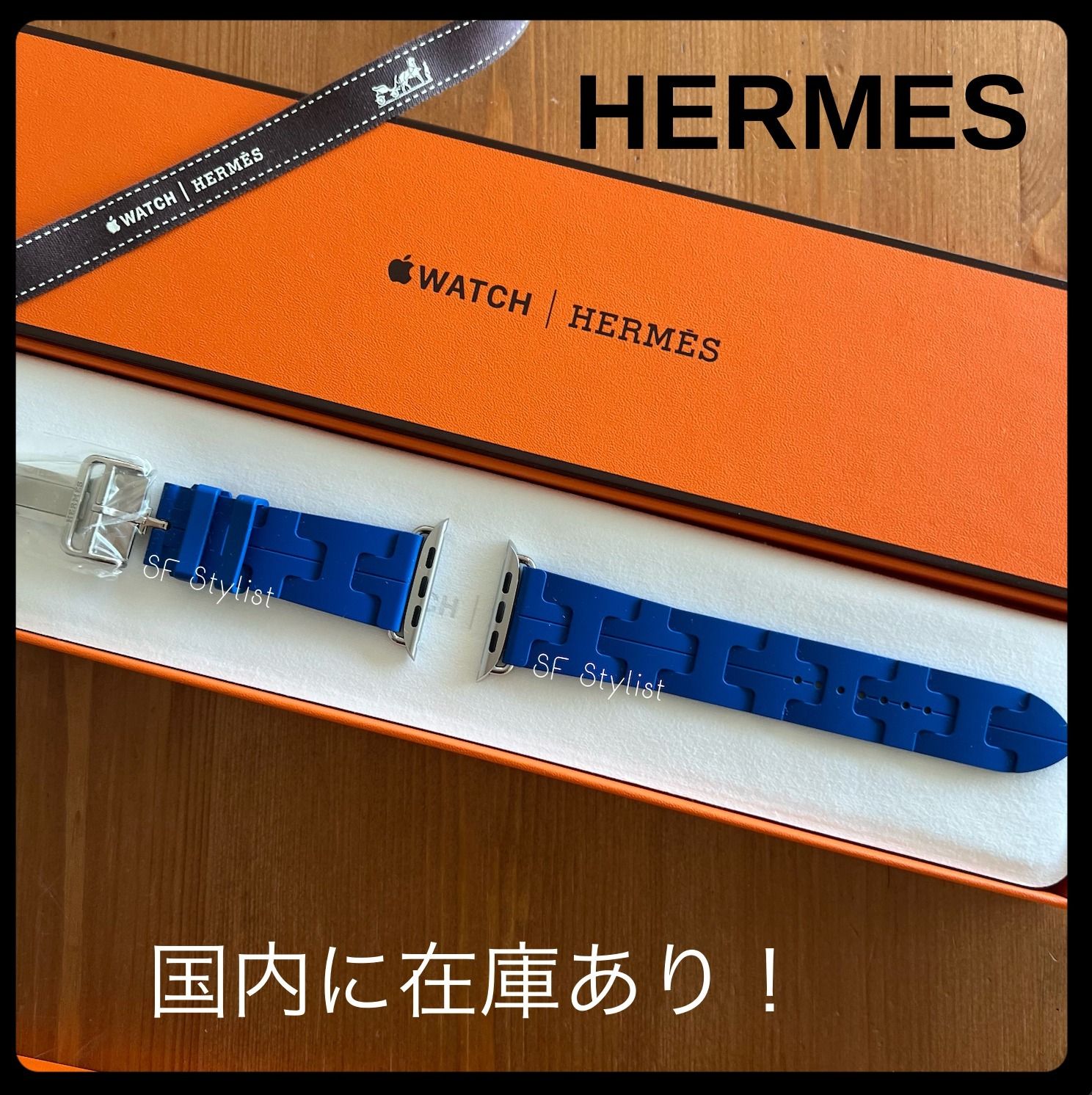 在庫有り☆HERMES 大人気 キリム Apple Watchバンド46mmブルー青