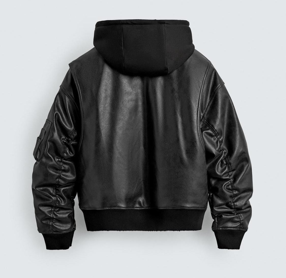 ☆ドイツ発*ZARA*フーデッドフェイクレザーボンバージャケット☆ (ZARA