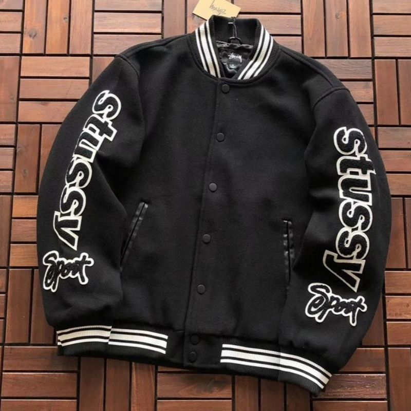 STUSSY] VARSITY JACKET COMPETITION BLACK (STUSSY/スタジャン