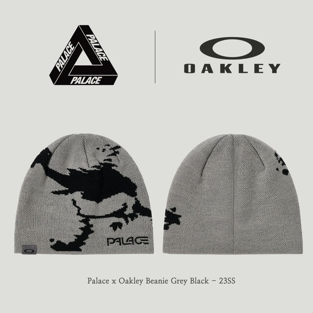 Palace x Oakley】 Palace x Oakley Beanie Grey Black - 23SS (Palace
