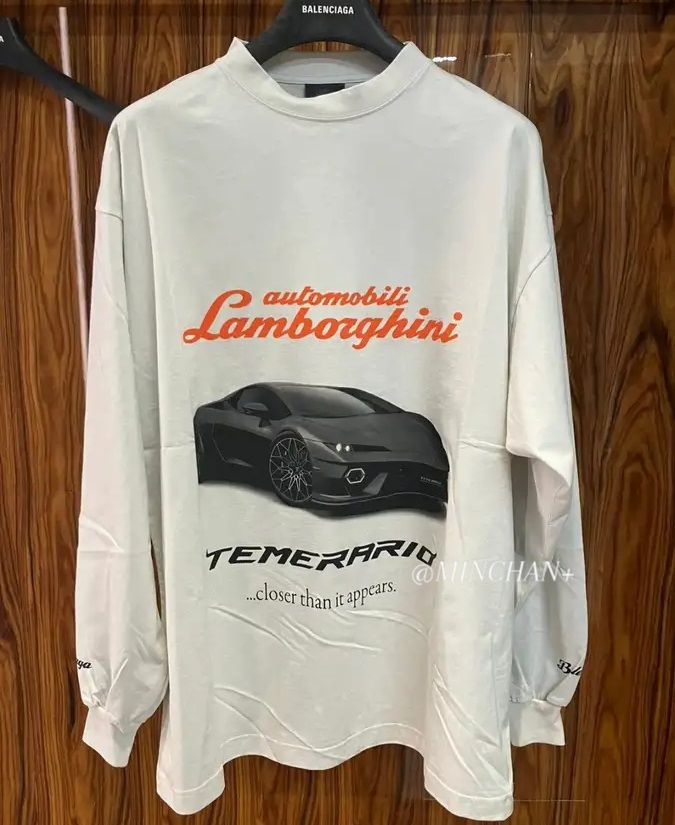 BALENCIAGA】Automobili Lamborghini Long Sleeve Tシャツ (BALENCIAGA