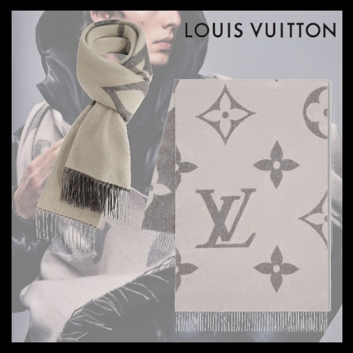 Louis Vuitton《マフラー・モノグラムジャイアント》グレー 直営