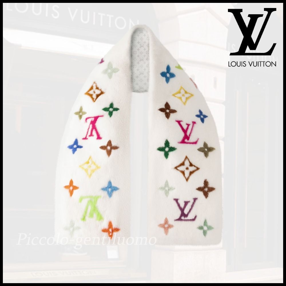 ふわふわ♪】ルイヴィトン LV × TM ミンクマフラー村上隆 (Louis