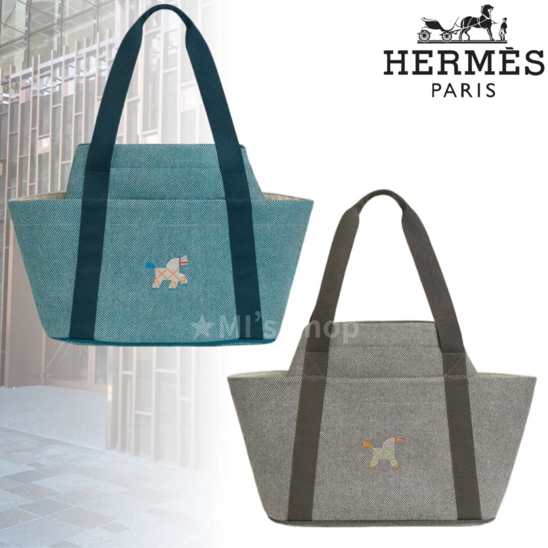馬の刺繍が可愛い♪】HERMES マザーズバッグ 2色 大容量 (HERMES