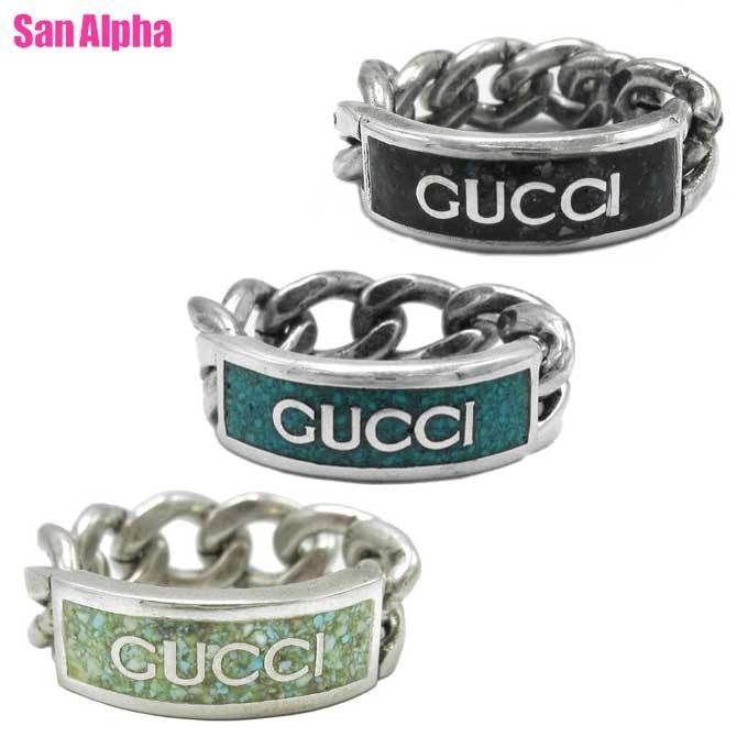 国内即送 GUCCI ロゴプレート シルバー チェーンリング 678711 (GUCCI