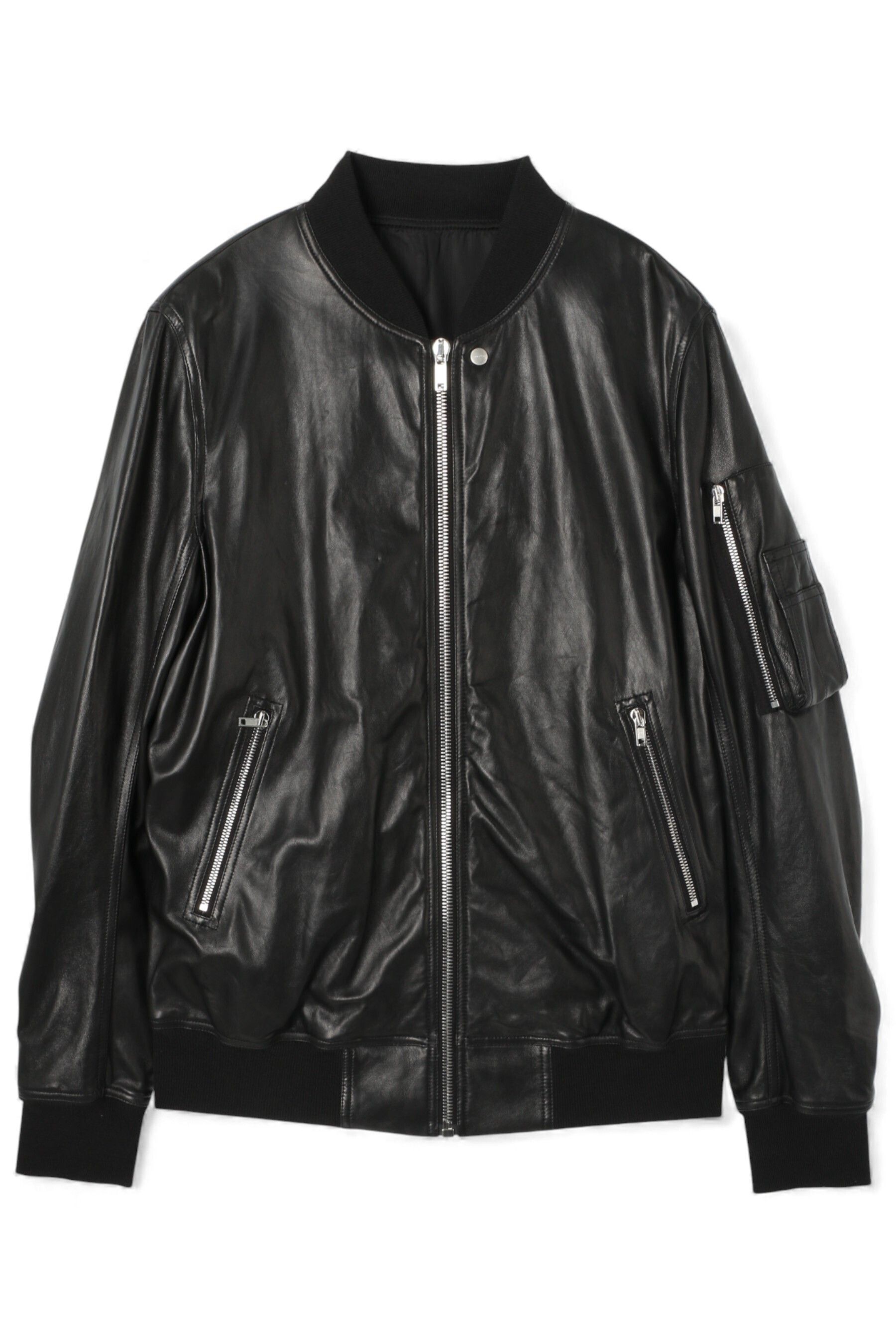RICK OWENS | CLASSIC FLIGHT JACKET BLACK WAXY LAMB LEATHER (RICK
