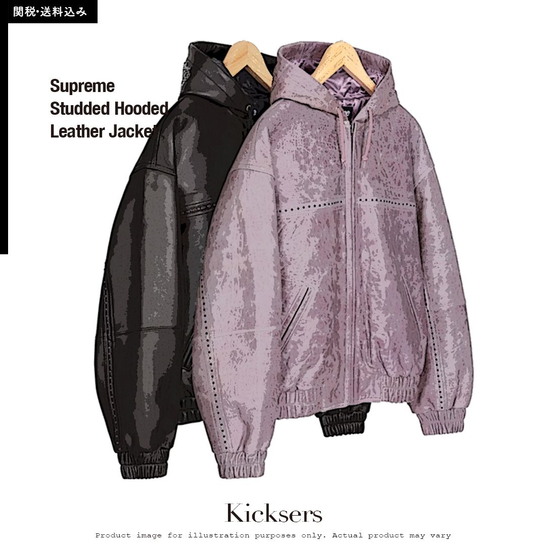 Supreme Studded Hooded Leather Jacket レザージャケット (Supreme