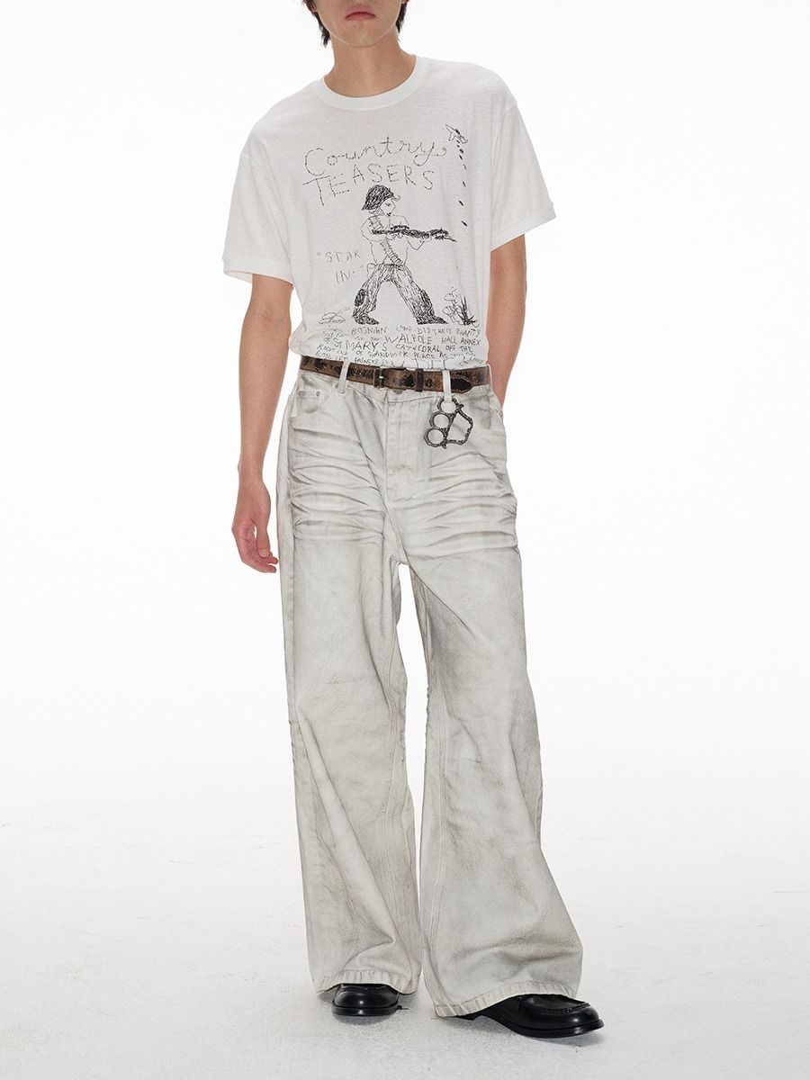 JCAESAR STUDIO WASHED DIRTY DENIMS WHITE (デニム・ジーパン