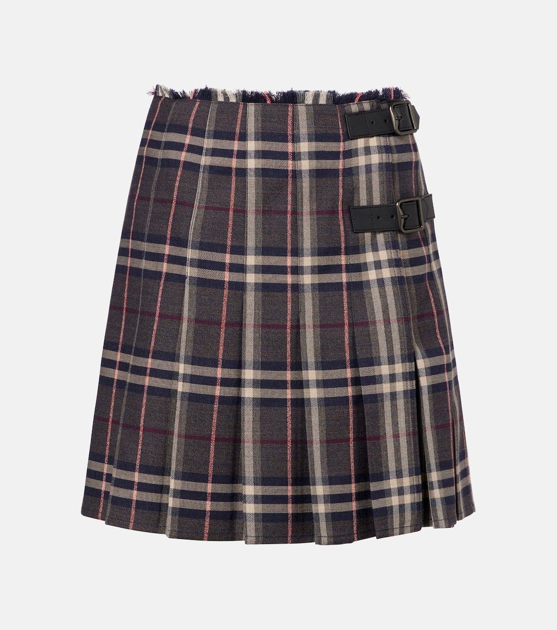 新作*バーバリー*チェック柄 プリーツスカート レザーベルト (Burberry