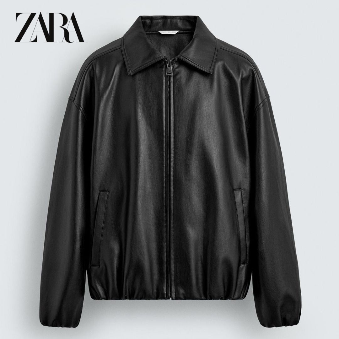 ZARA］フェイクレザーボンバージャケット (ZARA/レザージャケット