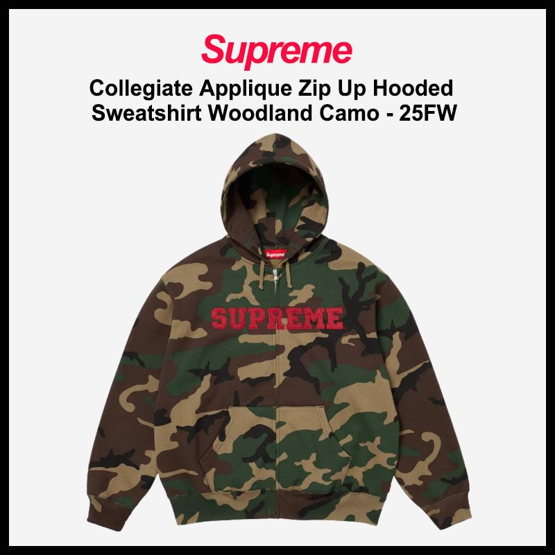 SUPREME】COLLEGIATE APPLIQUE ZIP UP HOODED SWEATSHIRT 25FW
