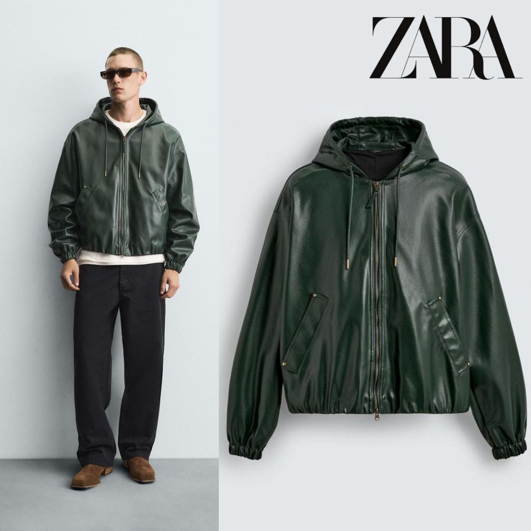 ZARA］フェイクレザー フーデッド ジャケット (ZARA/レザージャケット