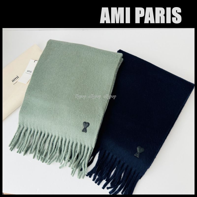 AMI PARIS Leather Patch アミ パリス ロゴ マフラー レザー (AMI