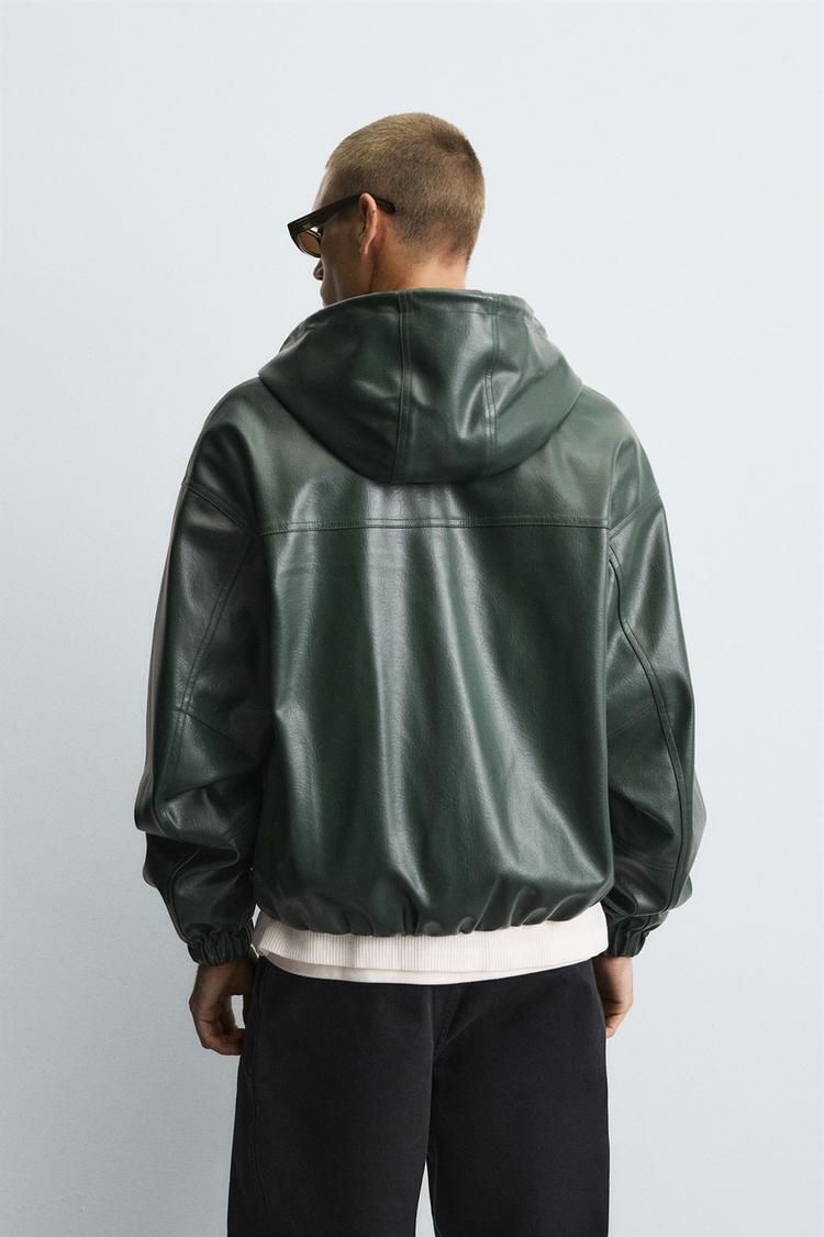 ZARA】フェイクレザー フーデッド ジャケット 6318/450/500 (ZARA