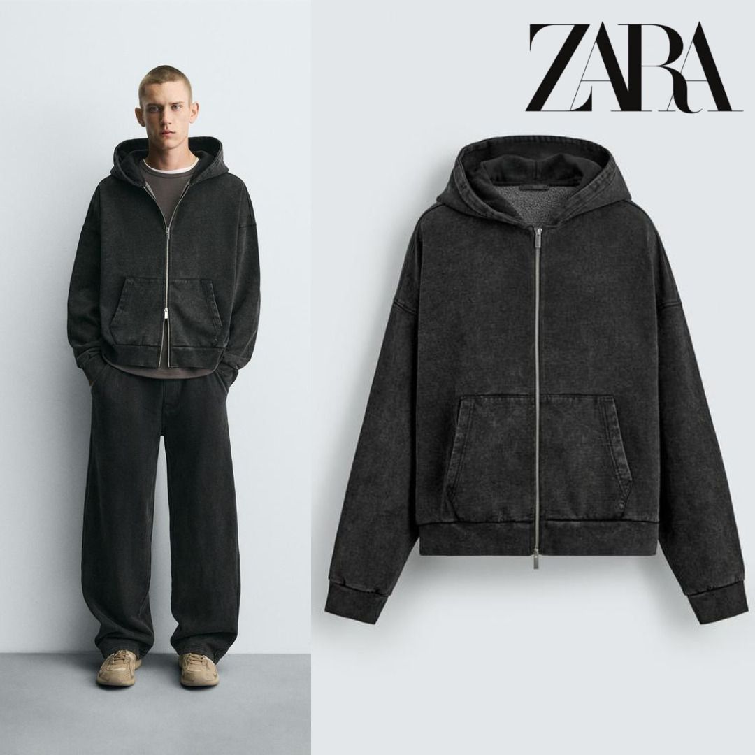 ZARA］ウォッシュ加工ジッパー仕様フーディ (ZARA/パーカー・フーディ