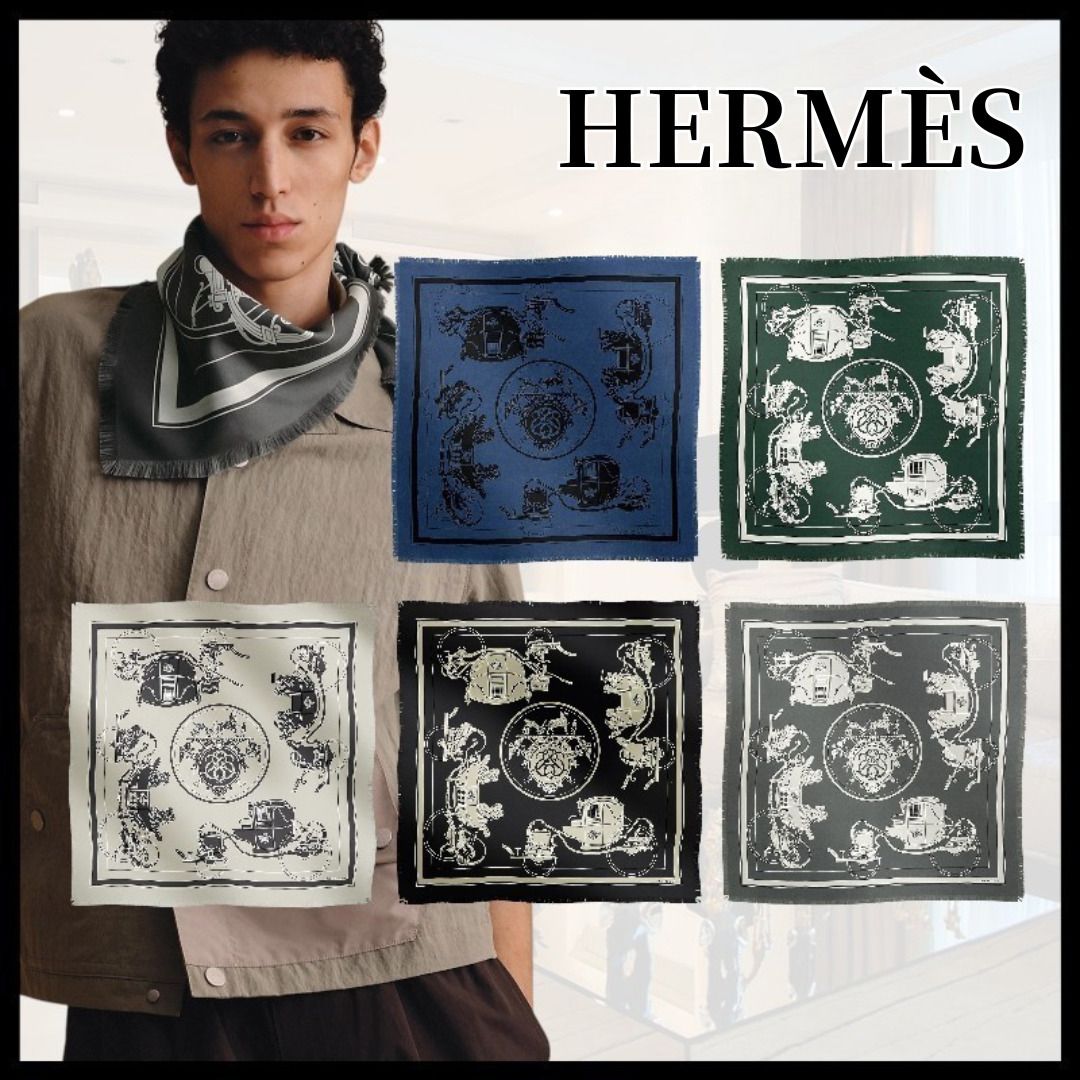 エレガント】HERMES《Ex-Libris fringed》カレ 80 スカーフ (HERMES