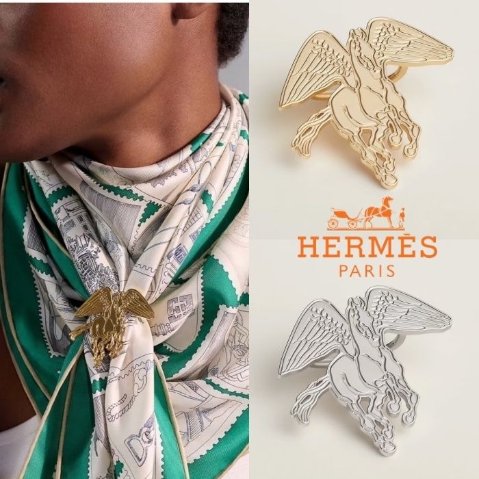 お洒落なペガサスモチーフ【HERMES】 スカーフリング (HERMES