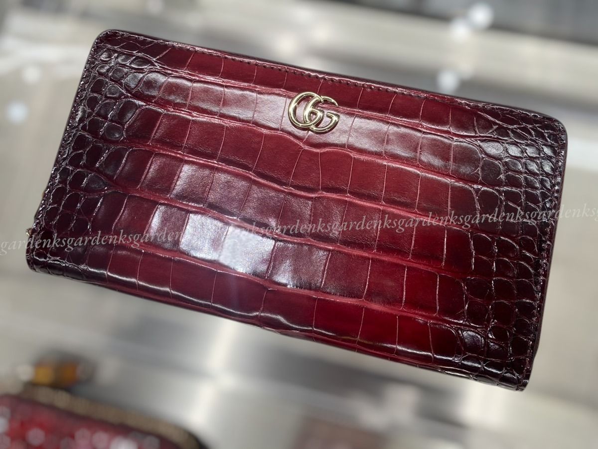 希少！即納！GUCCI クロコ バンブー付き ジップアラウンド長財布
