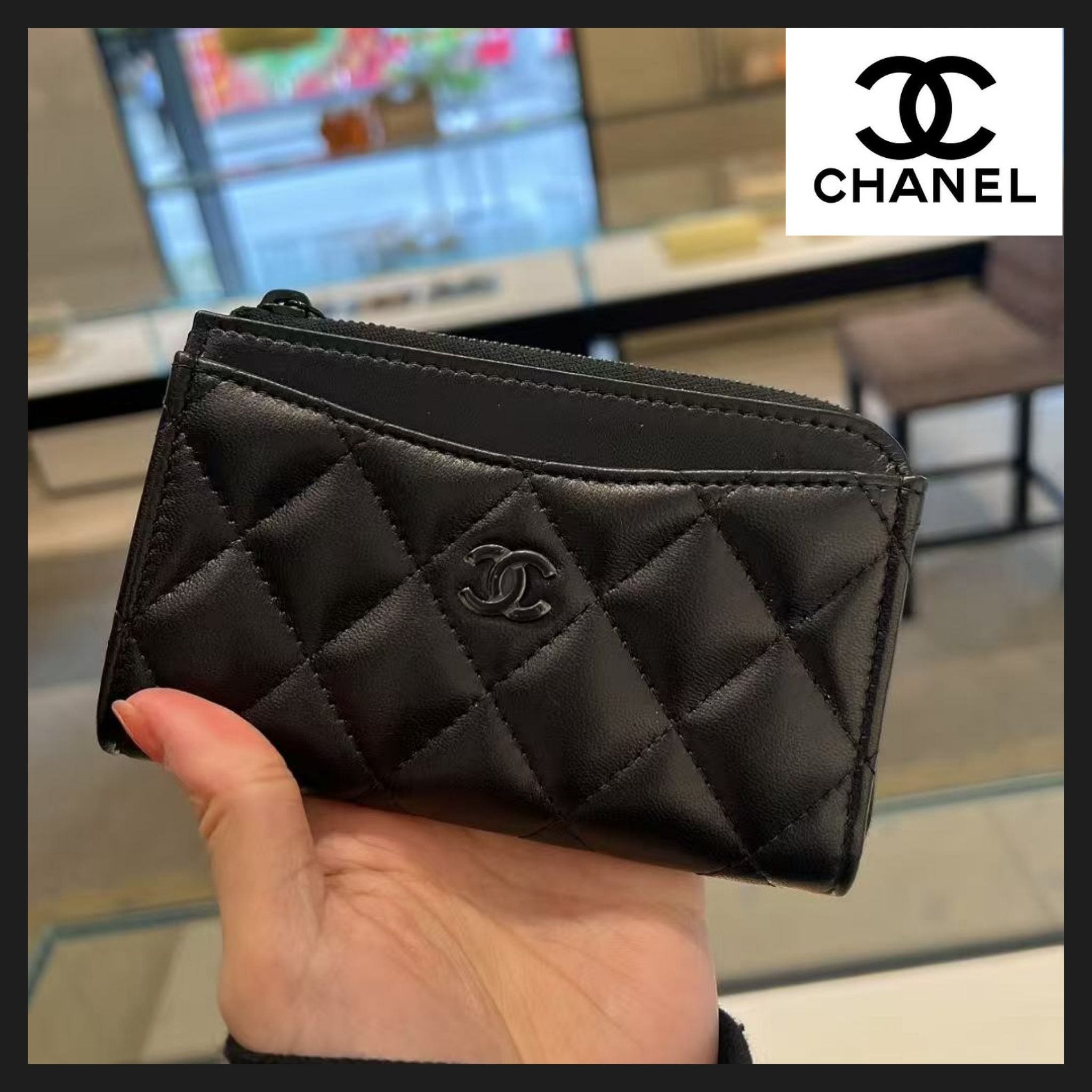 CHANEL】希少オールブラック！クラシック ジップカードケース (CHANEL