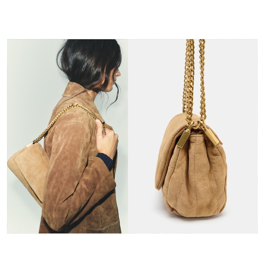 ZARA】スプリットスエードレザーショルダーバッグ (ZARA/ショルダー