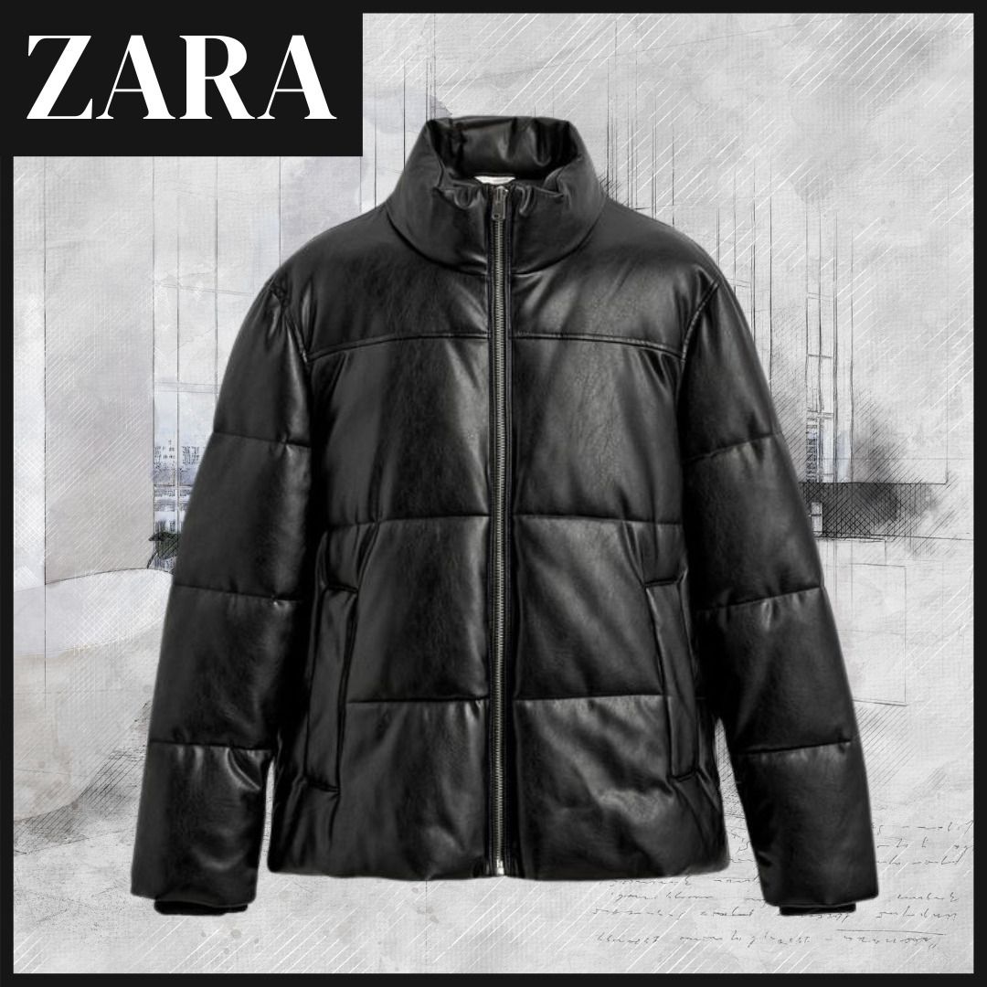 ZARA】フェイクレザー パフジャケット (ZARA/ダウンジャケット
