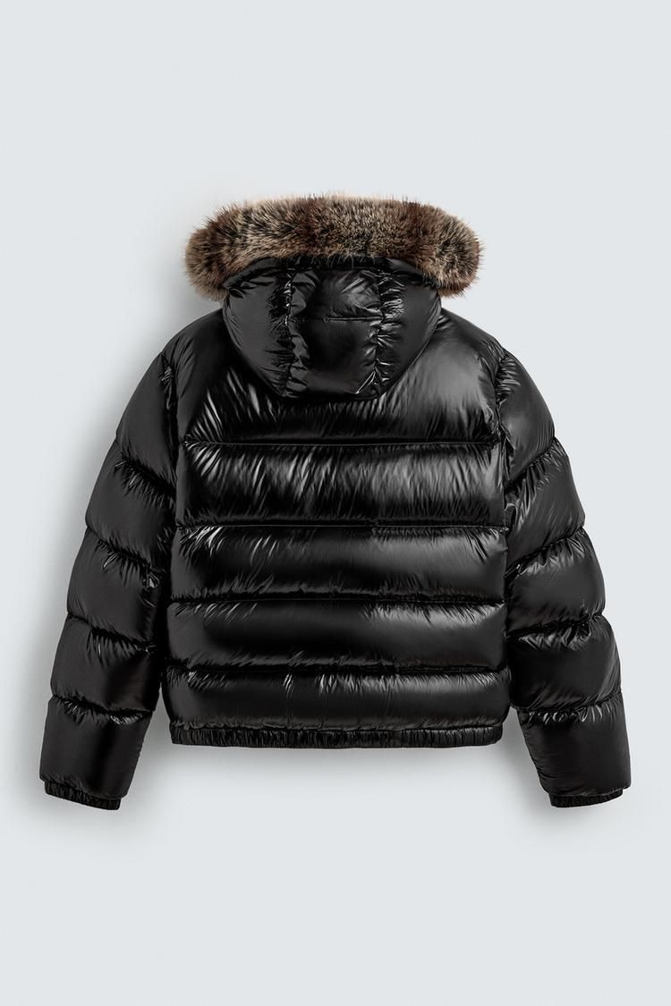 ZARA】100% フェザーフード付きパフジャケット 0732/510/800 (ZARA
