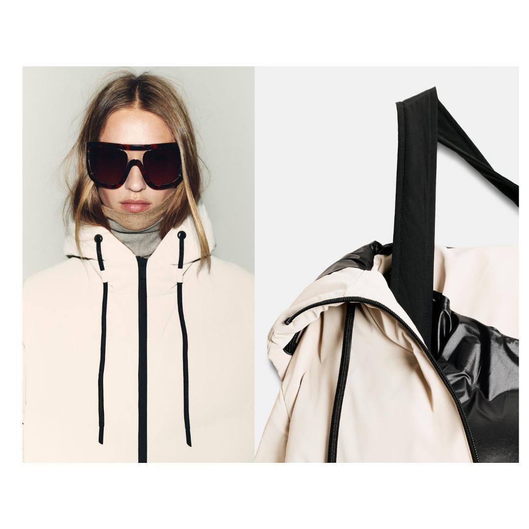 ZARA】ウィンドプルーフロングフーデッドアノラック (ZARA/ダウン