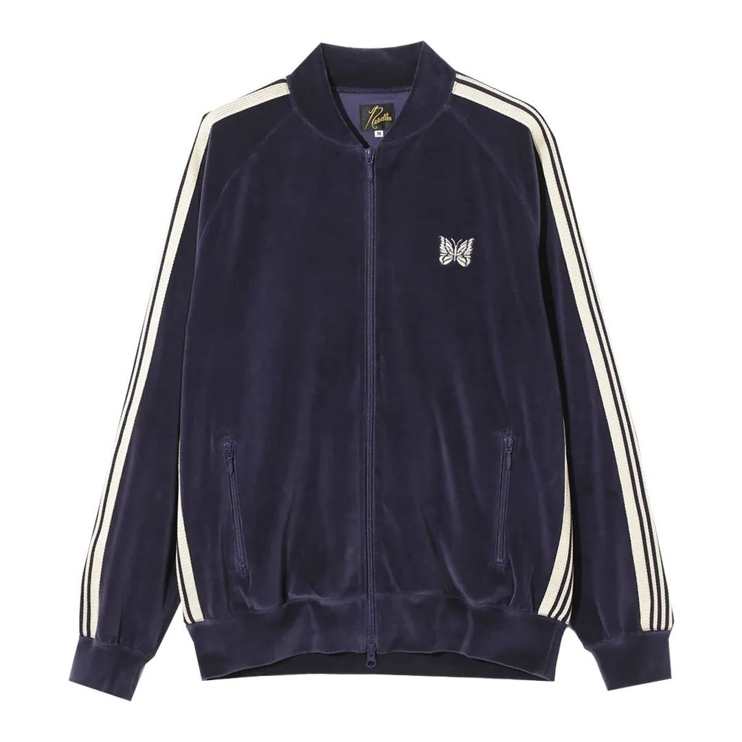 NEEDLES】Rib Collar Track Jacket - C/PE Velour A-Navy (Needles