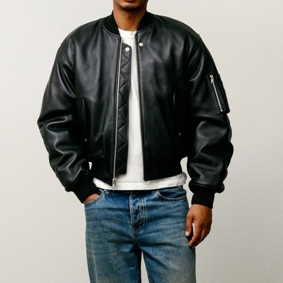 stussy】LEATHER BUILT BOMBER Black 要在庫確認 男女兼用 (STUSSY