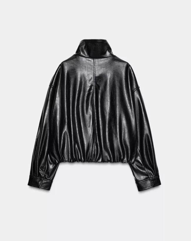 ZARA】ボリューム フェイク レザージャケット (ZARA/レザージャケット