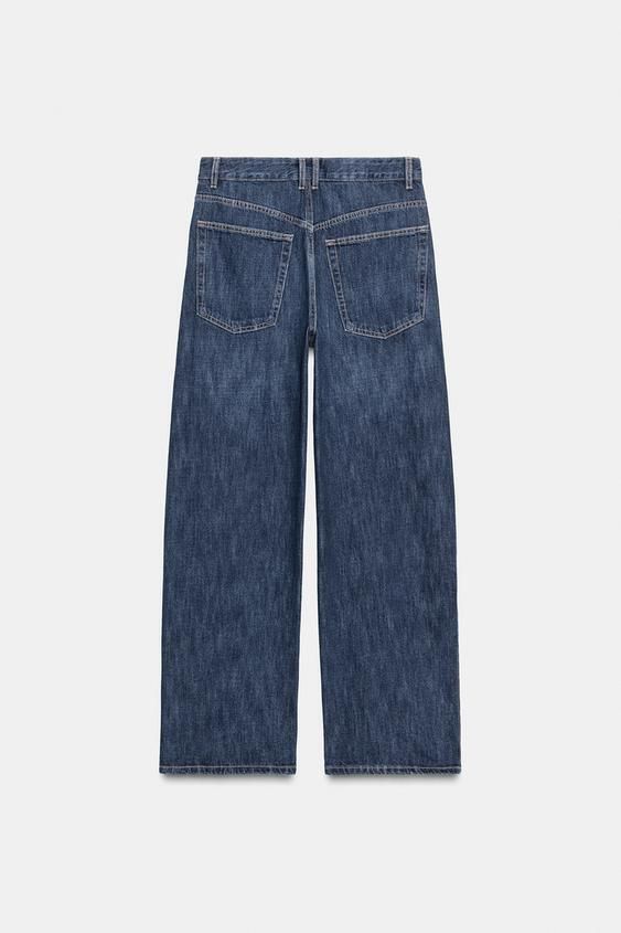ZARA】TRF ボタン付きバギーフィットミッドライズデニムパンツ (ZARA