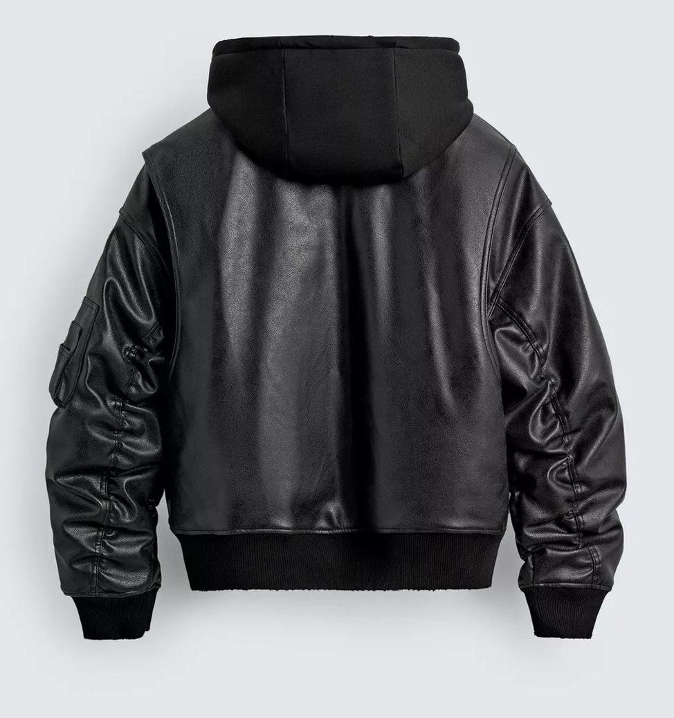 送関込☆ZARA/ザラ☆フェイクレザージャケット/フーディパーカー (ZARA