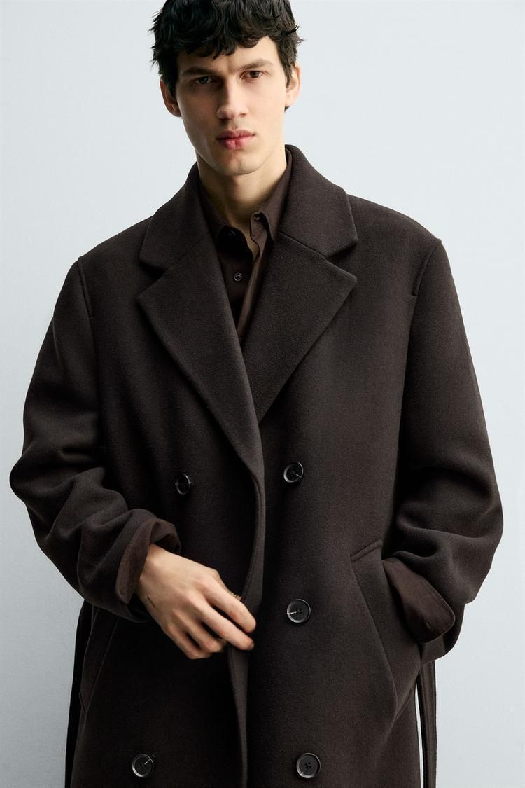 ZARA】ウール混ダブルブレストコート ベルト付き (ZARA/コートその他