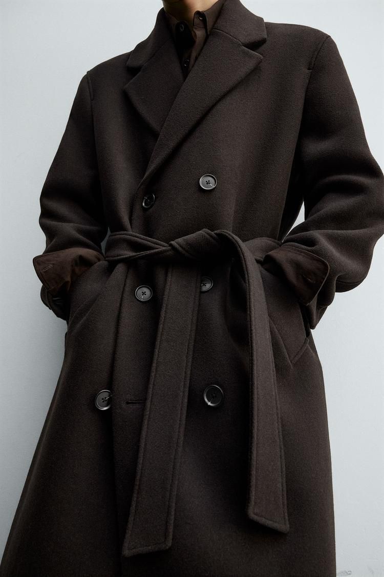 ZARA】ウール混ダブルブレストコート ベルト付き (ZARA/コートその他