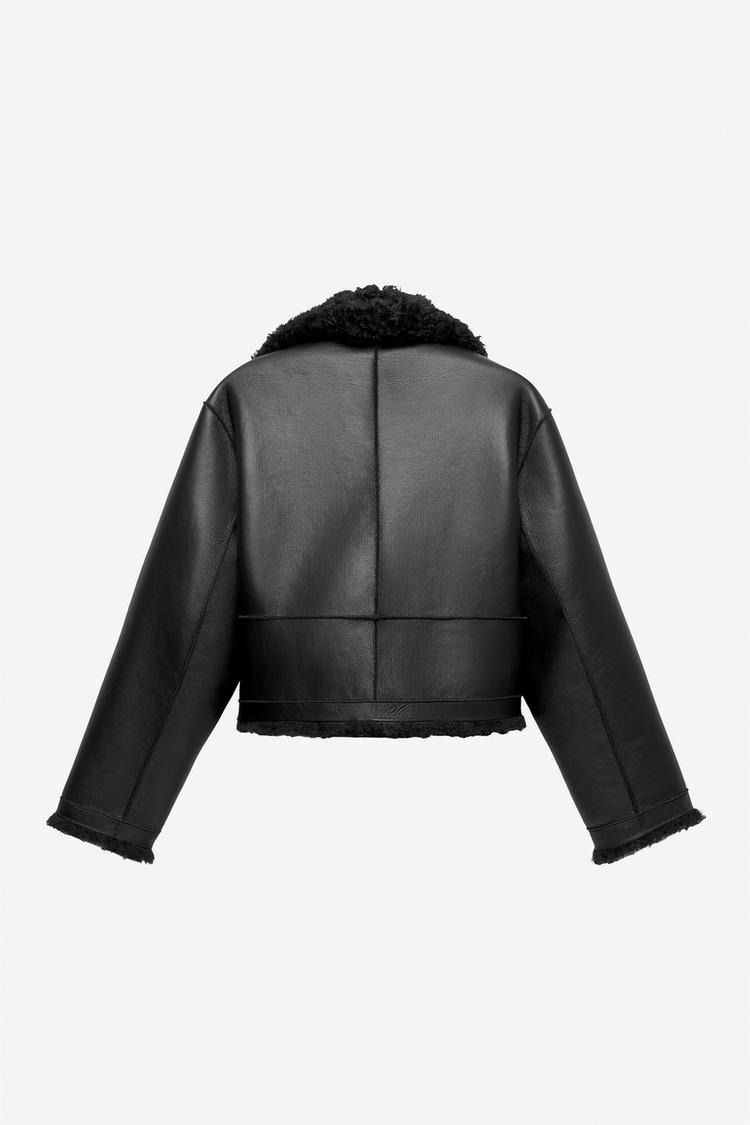 ZARA】 リバーシブルフェイクレザー ダブルフェイスジャケット (ZARA
