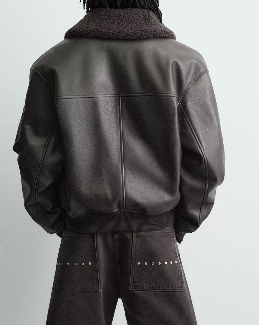送関込み☆ZARA/ザラ☆中綿入 ボア襟xフェイクレザージャケット (ZARA