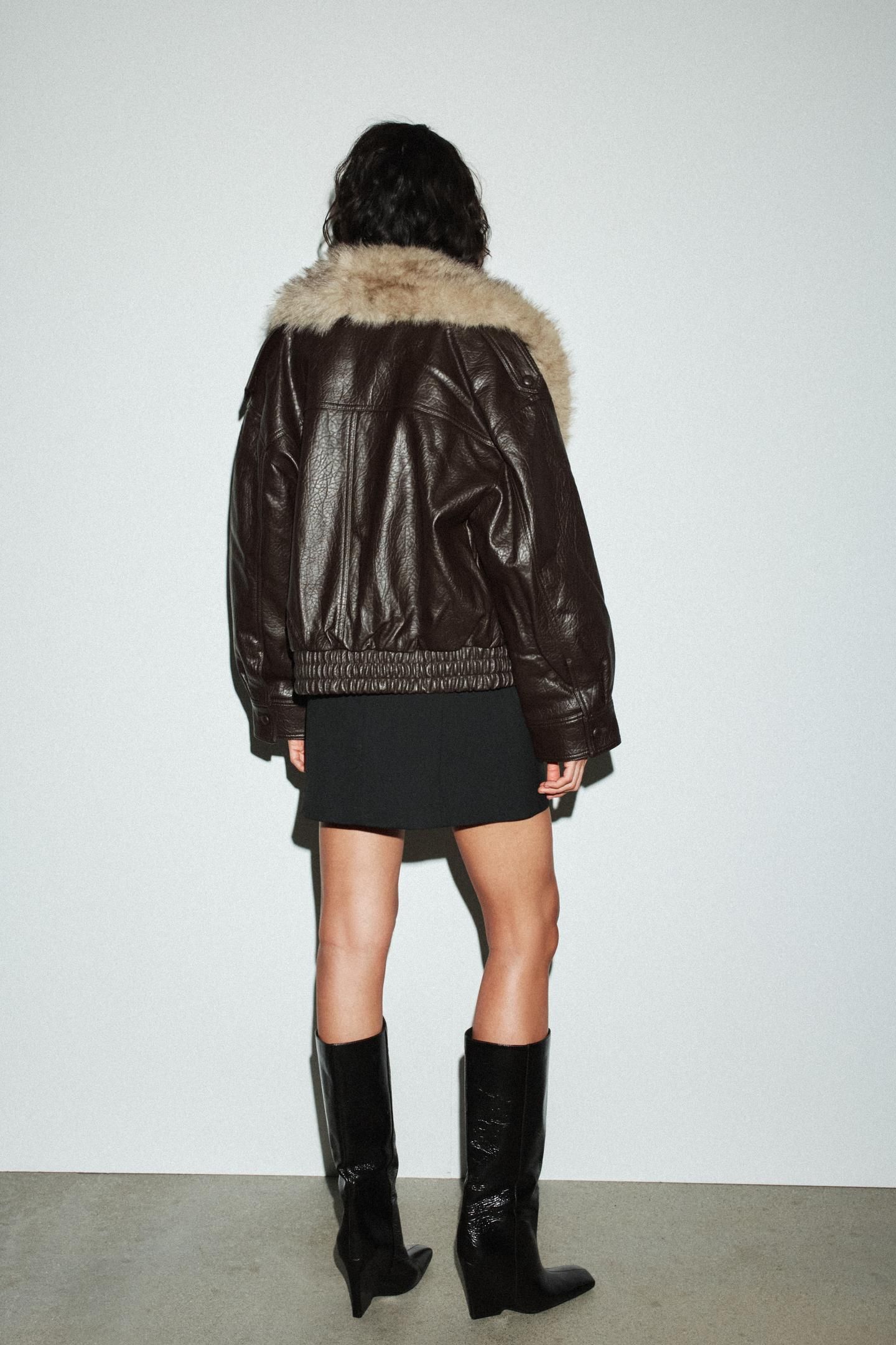 ZARA 取り外し可能な襟付きフェイクレザージャケット (ZARA/ジャケット