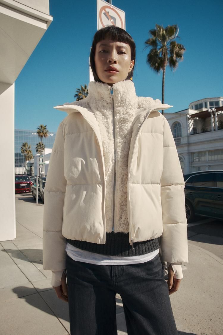 ZARA】フェイクシープスキンフード付き撥水ウィンドブレーカー (ZARA
