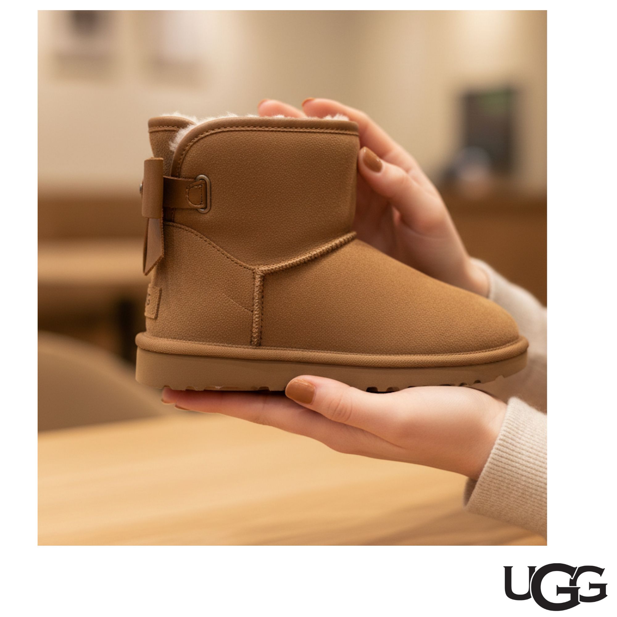 UGG] ULTRA MINI BAILEY レザーリボン ムートンブーツ (UGG/ショート